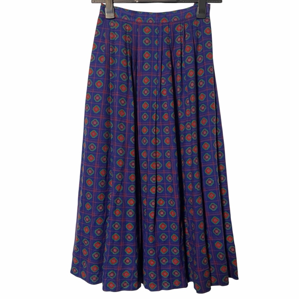 Vintage 1980s Liz Claiborne Geometric Pleated Skirt